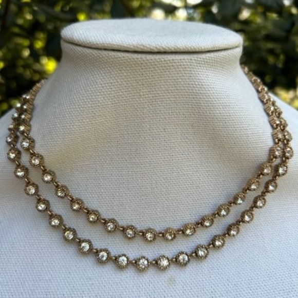 J. CREW 2-Strand Gold Rhinestone NECKLACE - Picture 2 of 10